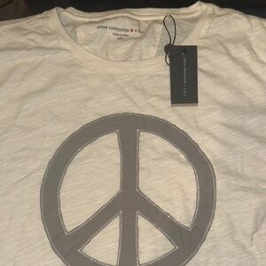 John Varvatos White T-Shirt with Gray Peace Symbol